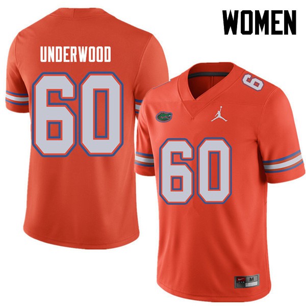 Jordan Brand Women #60 Houston Underwood Florida Gators College Football Jerseys Orange